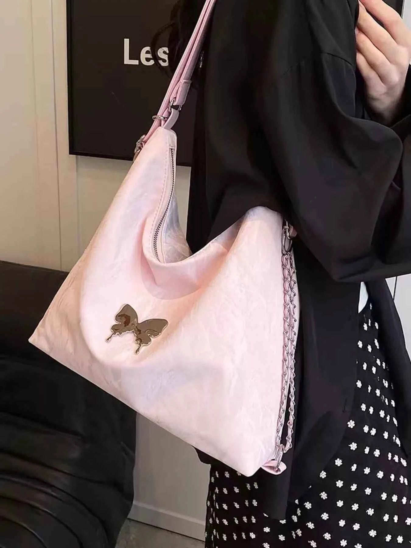Butterfly Decor Convertible Shoulder Bag