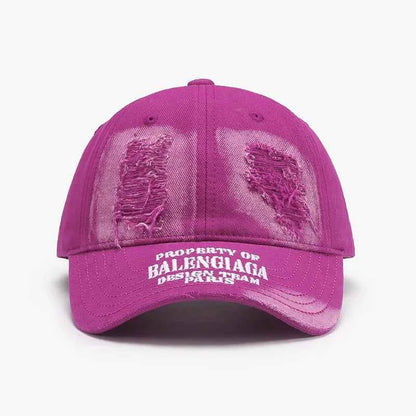 Distressed Letter Cotton Baseball Cap