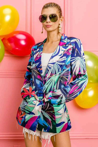 BiBi Thin Satin Tropical Single Blazer