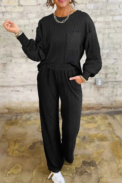 Round Neck Top and Pants Set