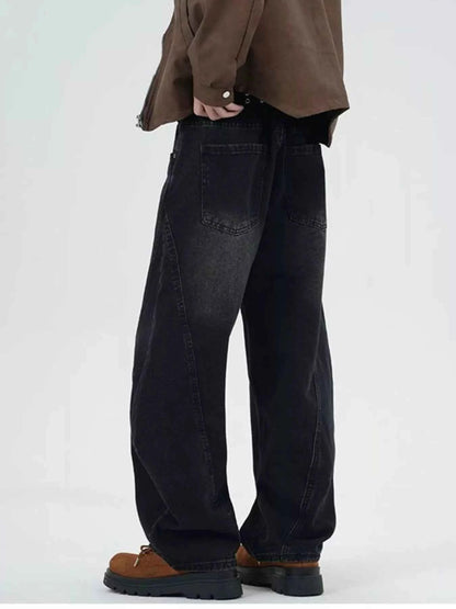 Men's Full Size Washed Wide Leg Jeans Plus Size