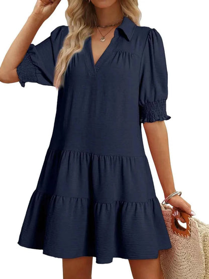 Johnny Collar Short Sleeve Mini Dress
