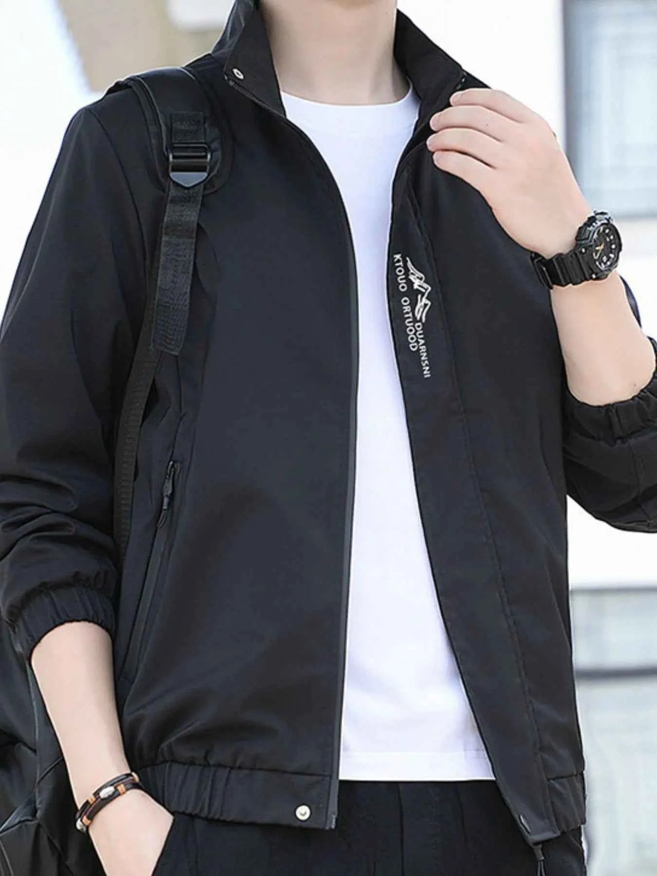 Men's Plus Size Zip Up Long Sleeve Jacket