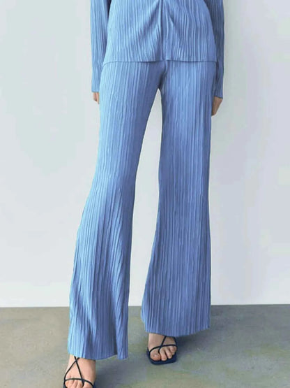 Texture Long Sleeve Top and Pants Lounge Set