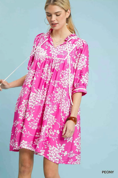 Umgee Floral Babydoll Dress with Pockets