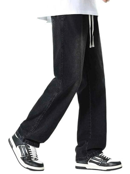 Men's Plus Size Drawstring Wide Leg Jeans