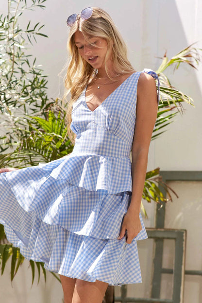 Jade By Jane Full Size Gingham Tiered Mini Dress Plus Size