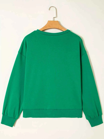 HOLLY JOLLY Towel Embroidered Christmas Holiday Sweatshirt