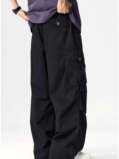 Men's Plus Size Drawstring Wide Leg Cargo Pants