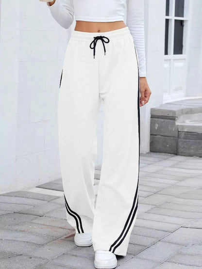 Side Striped Wide Leg Pants