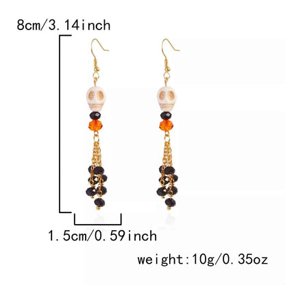 Halloween Skull Beaded Drop Earrings