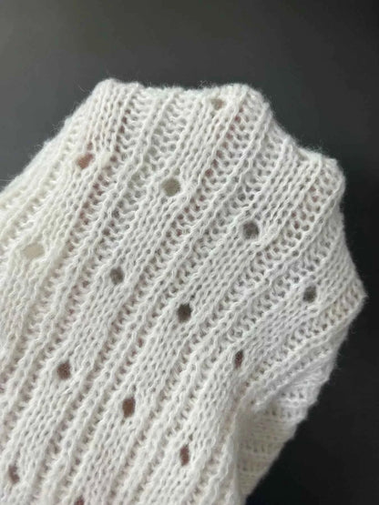 Mock Neck Eyelet Knit Top