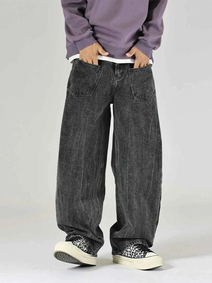 Men's Washed Wide Leg Baggy Jeans