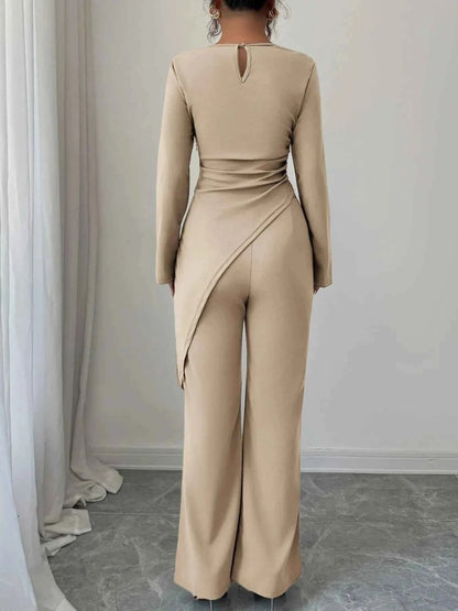 Asymmetric Long Sleeve Top and Pants Set