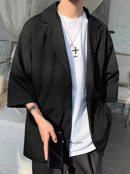 Men's One Button Long Sleeve Blazer