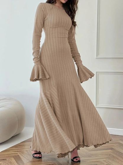 Elegant Ribbed Long Sleeve Mermaid Sweater Dress