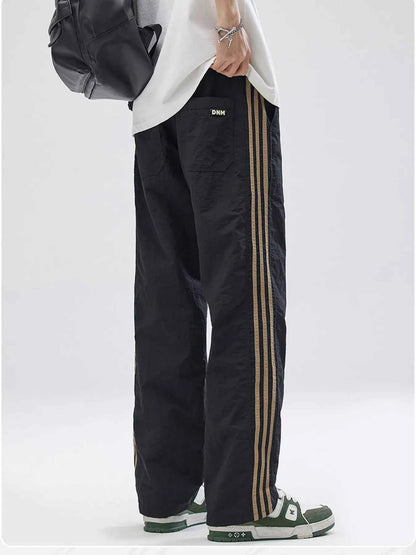 Men's Full Size Drawstring Wide Leg Pants with Side Striped Plus Size