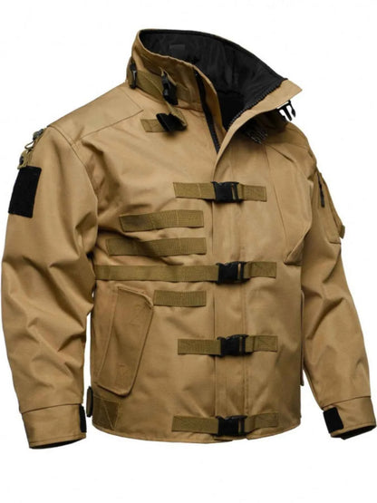 Men's Full Size Multi Buckle Water-Resistant Jacket Plus Size