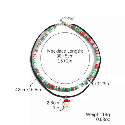 PU Leather Cord Necklace with Christmas Santa Pendant