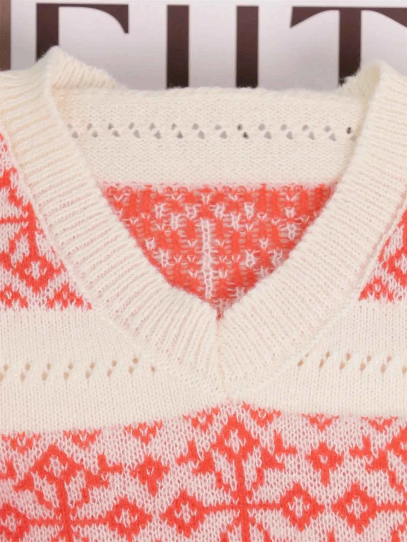 Contrast Ribbed hem Long Sleeve Sweater