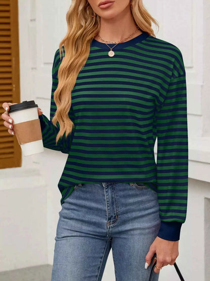 Striped Round Neck Long Sleeve T-Shirt
