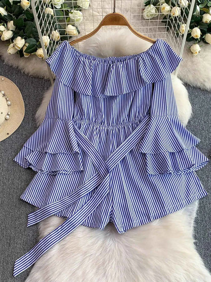 Off-Shoulder Flounce Sleeve Romper