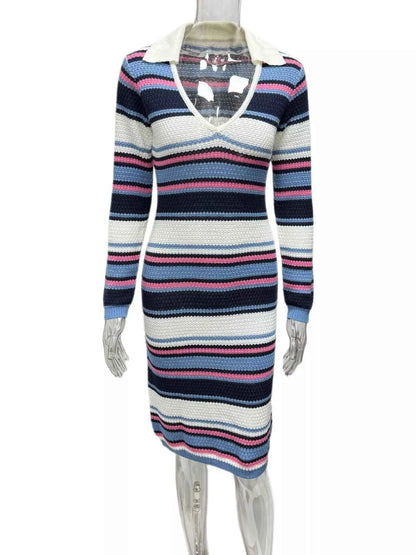 Striped Knitted Bodycon Sweater Dress