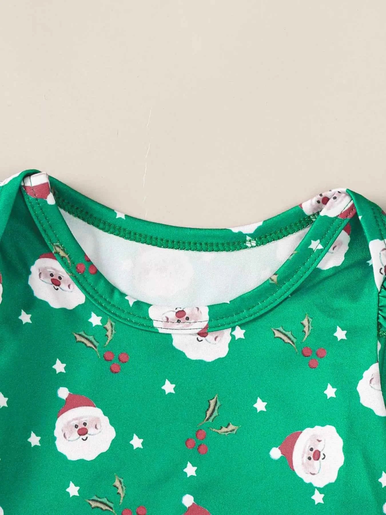 Children's Christmas Bodysuit and Overall Dress Set with Headband