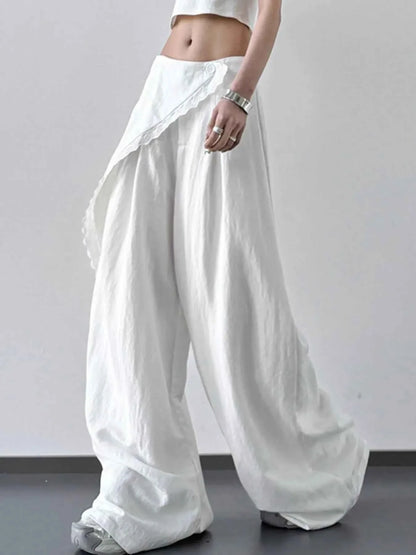 Lace Detail Wide Leg Pants