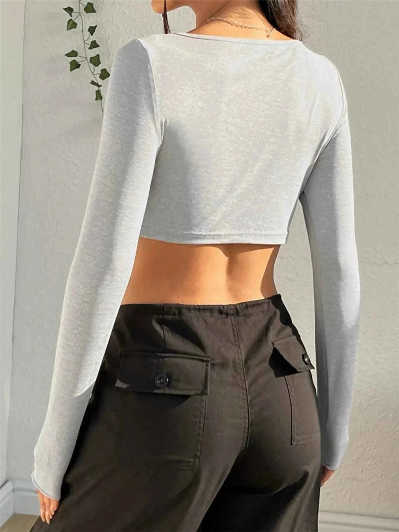 Twisted Front Long Sleeve T-Shirt