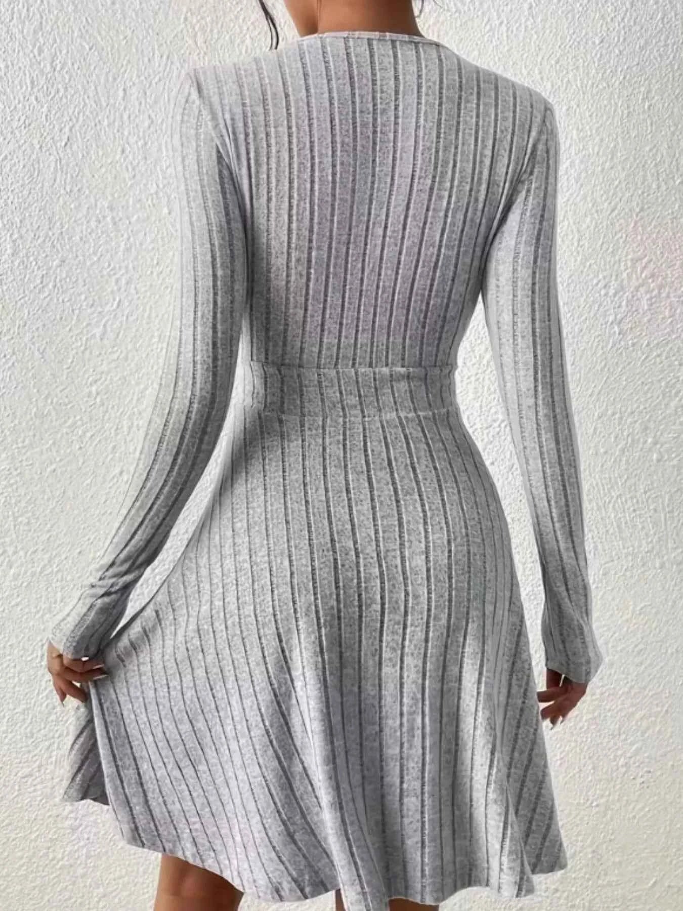 Ribbed Knit Wrap Mini Dress