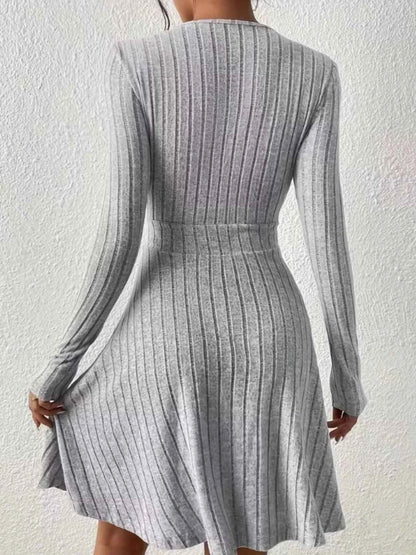 Ribbed Knit Wrap Mini Dress