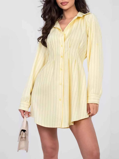 Striped Button-Down Mini Dress