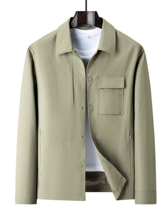 Men's Plus Size Snap Down Long Sleeve Jacket