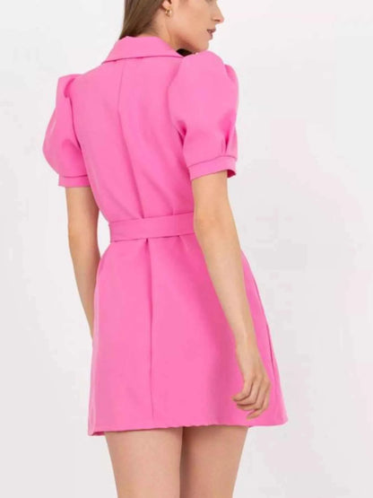 Blazer Style Tie Waist Mini Dress