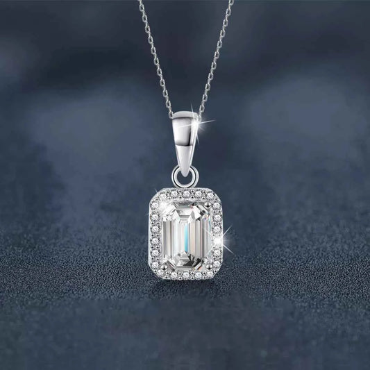 1 Carat Moissanite 925 Sterling Silver Pendant Necklace