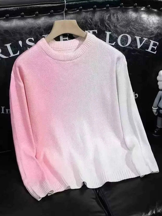 Men's Gradient Round Neck Knitted Pullover