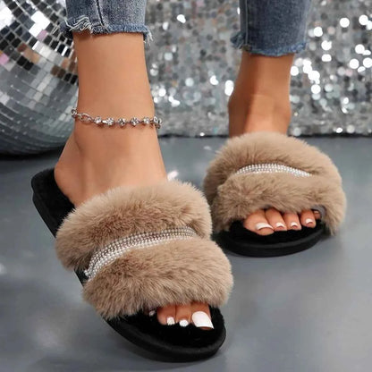 Open Toe Fuzzy Slippers