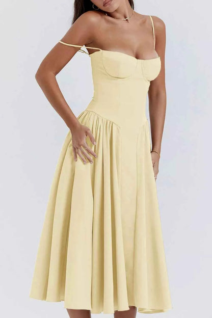 Sweetheart Neck Ruched Midi Dress