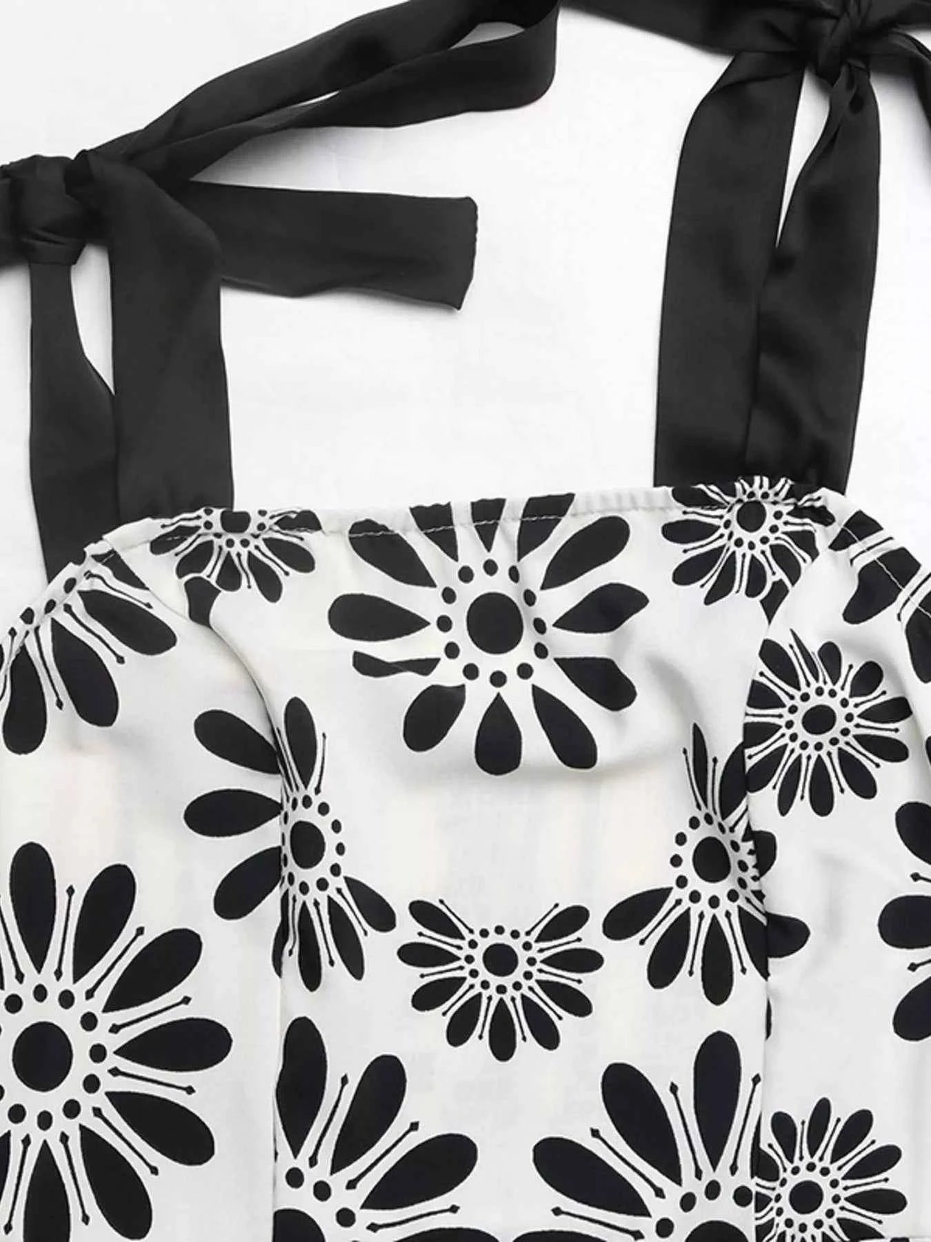 Floral Print Tie Strap Casual Maxi Dress