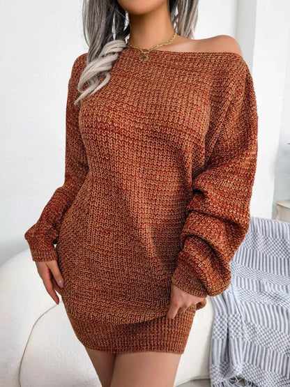 Multi-Color One-Shoulder Sweater Dress
