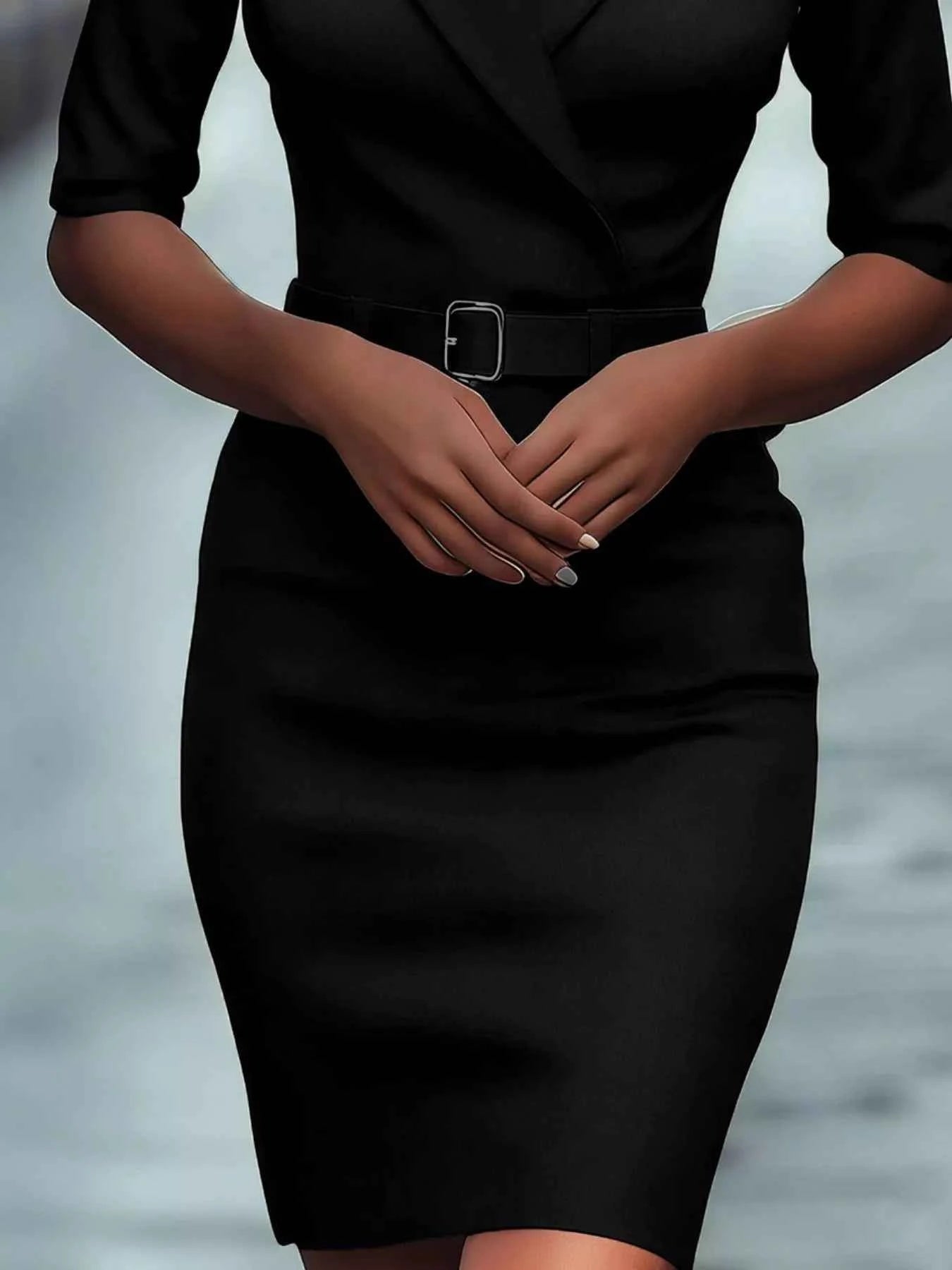 Surplice Half Sleeve Dress