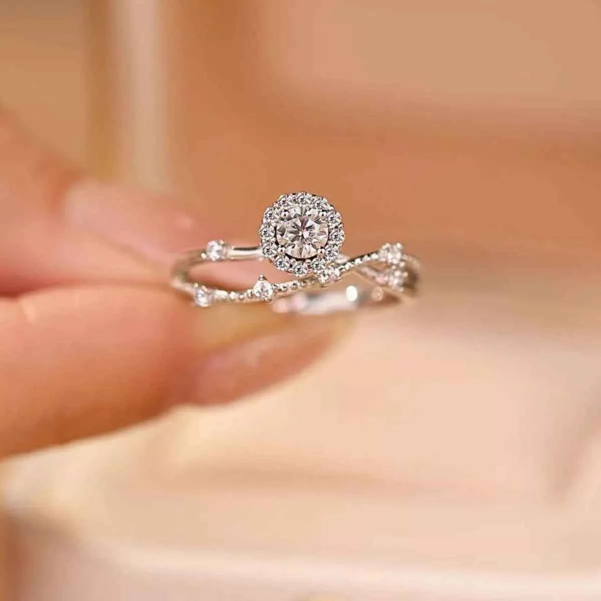 1 Carat 925 Sterling Silver Moissanite Layered Ring