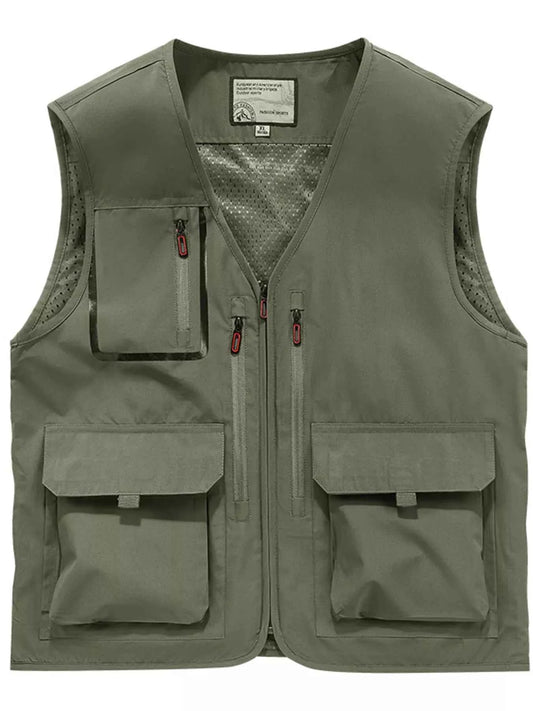 Men's Plus Size Multi-Pocket Outdoor Vest