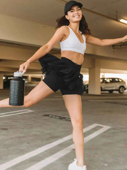 Tiered Skort with Drawstring