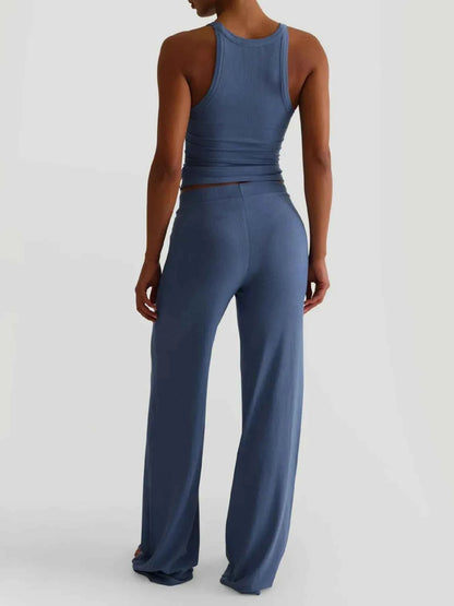 Ribbed Tank and High-Waisted Pants Active Set