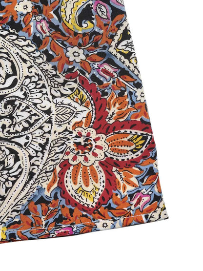 Paisley Print Tie Neck Sleeveless Midi Dress