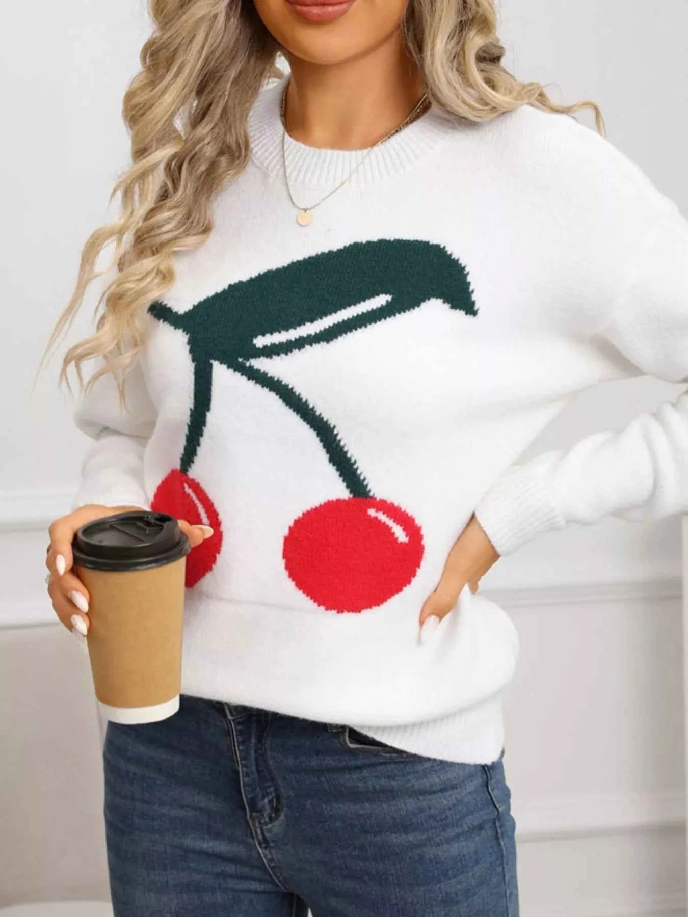 Cherry Round Neck Sweater