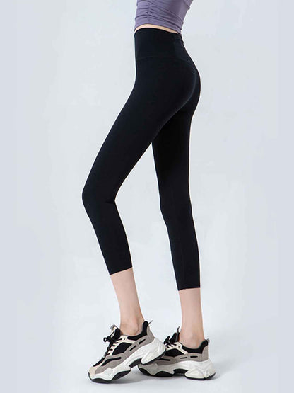 Wide Waistband Cropped Sports Leggings