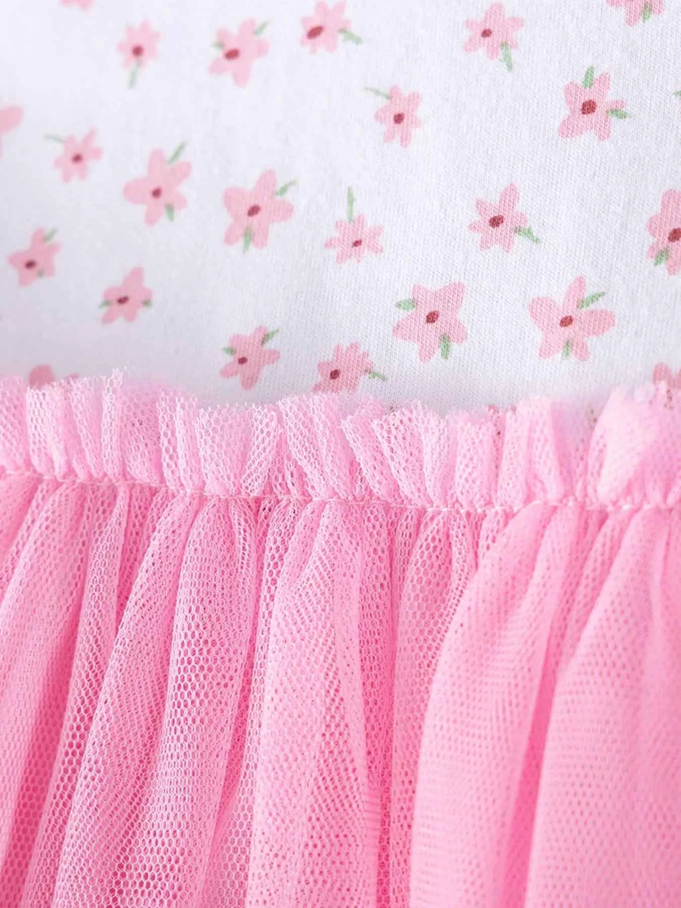 Children's Floral Print Tulle Dress